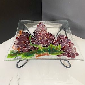 Grape Vine Square Bowl with Stand by Peggy Karr